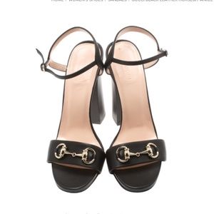 BOX INCL! Gucci Black Leather Horsebit Heel Sandal